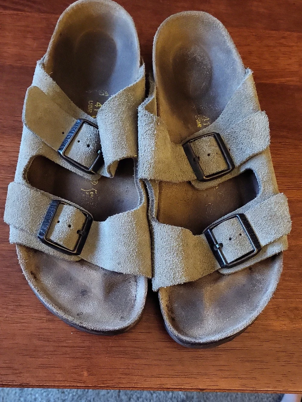 Birkenstock Men's Suede Double-Buckle Sandals in Olive Green